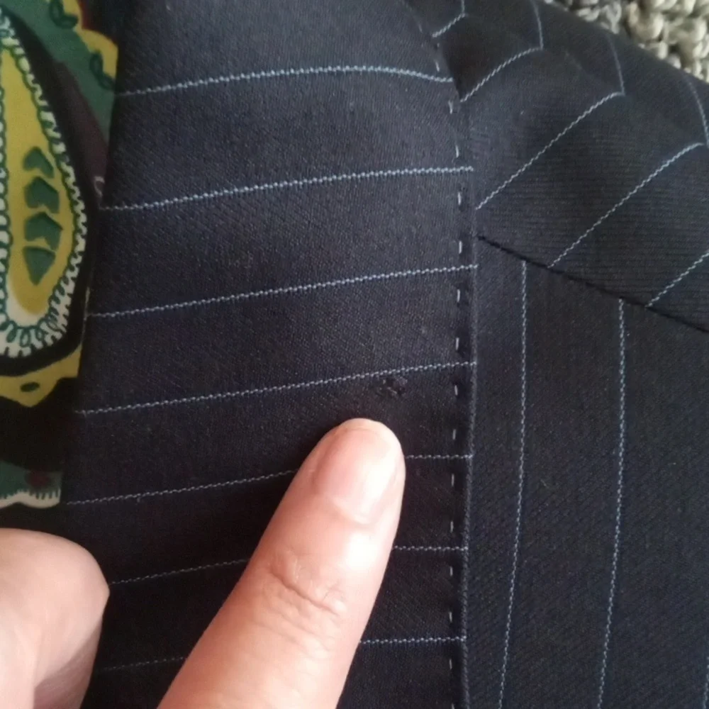 Robert Graham Navy Pinstripe Wool Single Breasted Blazer Mens 44